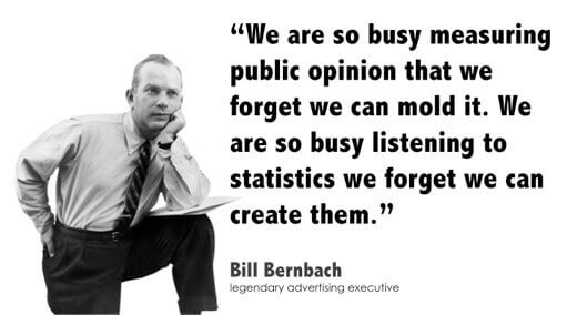 Bill Bernbach kritisiert Daten und Statistiken fixierte Marketingstrategien.