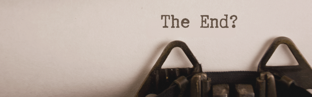 Schreibmaschine schreibt die Wörter "The End?"